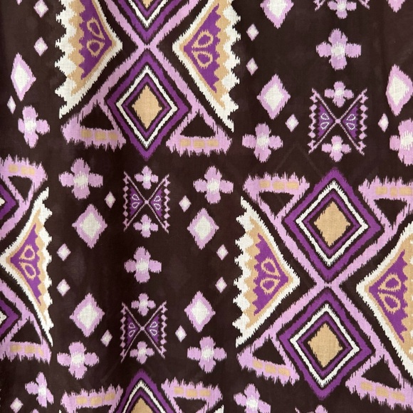 Tory Burch Purple & Brown Beaded Abstract Ikat Midi Kaftan Tunic, Size 6, EUC - Picture 11 of 12